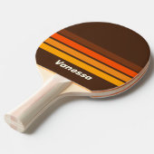 Brown Retro Across ストライピング ネーム入り 卓球ラケット (正面アングル)