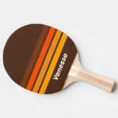 Brown Retro Across ストライピング ネーム入り 卓球ラケット (横)