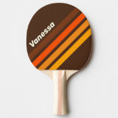 Brown Retro Angled Striping with Name 卓球ラケット (正面)