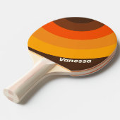 Brown Retro Circle Stripe with Name 卓球ラケット (正面アングル)