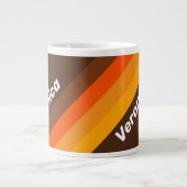 Brown Retro Stripes with Name ジャンボコーヒーマグカップ (正面)