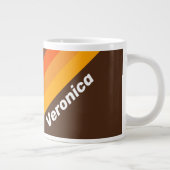 Brown Retro Stripes with Name ジャンボコーヒーマグカップ (右)