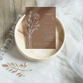 Brown Rose Floral Table Number 1 Seating Chart 招待状