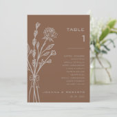 Brown Rose Floral Table Number 1 Seating Chart 招待状 (スタンド正面)