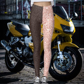 Brown Rose Golden Glitter Sparkles Pattern Gift レギンス