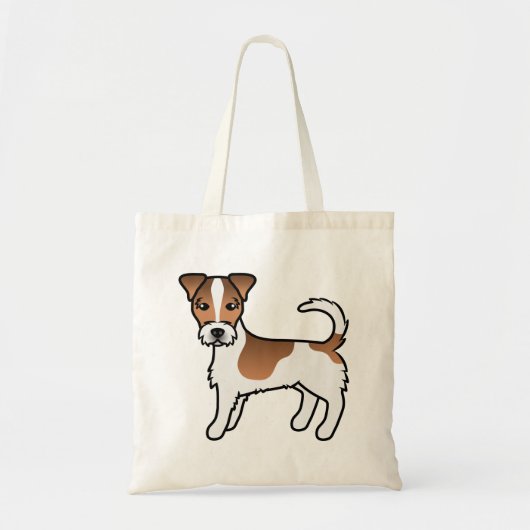 Brown Rough Coat Jack Russell Terrier Cartoon Dog トートバッグ (正面)