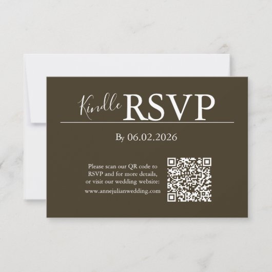 Brown RSVP QR Code Card for Modern Wedding (正面)