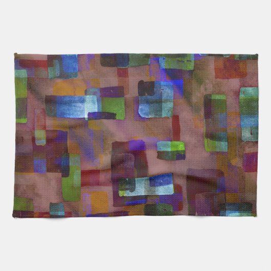 Brown Rust Blue Green キッチンタオル (横)