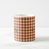 Brown Rustic Autumn Plaid Pattern With Custom Name コーヒーマグカップ (中央)