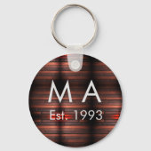 Brown rustic brick stone add name letter year date キーホルダー (正面)