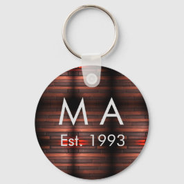 Brown rustic brick stone add name letter year date キーホルダー