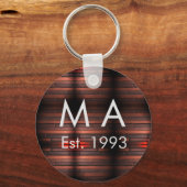 Brown rustic brick stone add name letter year date キーホルダー (正面)