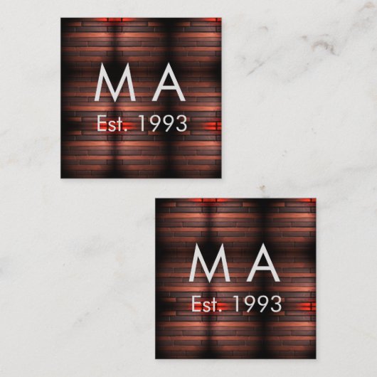 Brown rustic brick stone add name letter year date スクエア名刺 (正面/裏面)