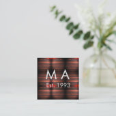 Brown rustic brick stone add name letter year date スクエア名刺 (スタンド正面)