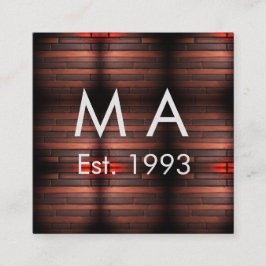 Brown rustic brick stone add name letter year date スクエア名刺