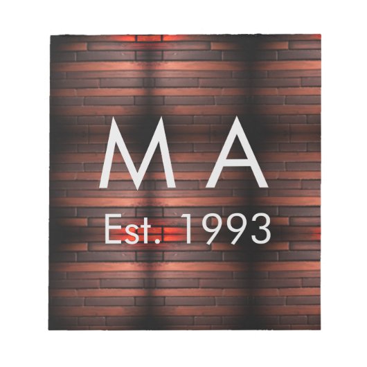 Brown rustic brick stone add name letter year date ノートパッド (正面)