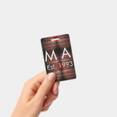 Brown rustic brick stone add name letter year date バッジ (手持ち)