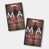 Brown rustic brick stone add name letter year date バッジ (正面＆裏面)