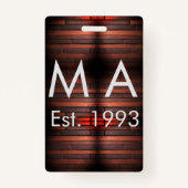 Brown rustic brick stone add name letter year date バッジ (正面)