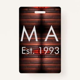 Brown rustic brick stone add name letter year date バッジ