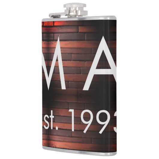 Brown rustic brick stone add name letter year date フラスク (左)