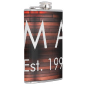 Brown rustic brick stone add name letter year date フラスク (右)