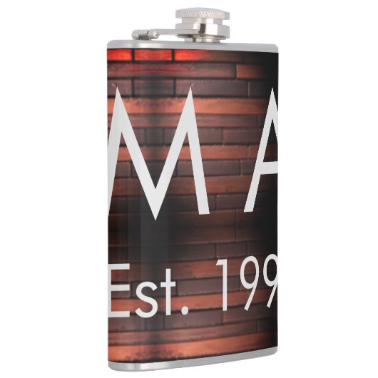 Brown rustic brick stone add name letter year date フラスク (右)