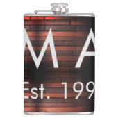 Brown rustic brick stone add name letter year date フラスク (正面)