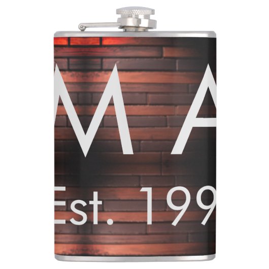 Brown rustic brick stone add name letter year date フラスク (正面)