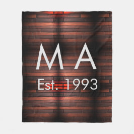 Brown rustic brick stone add name letter year date フリースブランケット