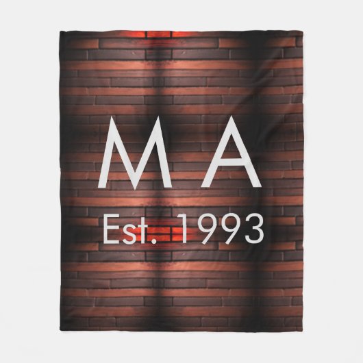 Brown rustic brick stone add name letter year date フリースブランケット (正面)