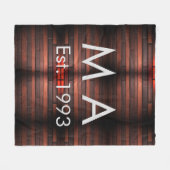 Brown rustic brick stone add name letter year date フリースブランケット (正面(横))