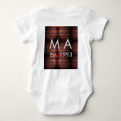 Brown rustic brick stone add name letter year date ベビーボディスーツ (裏面)