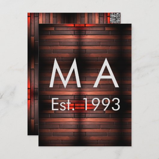 Brown rustic brick stone add name letter year date ポストカード (正面/裏面)