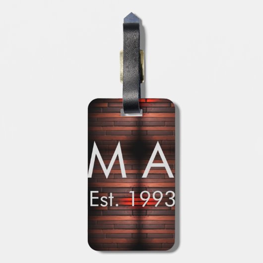 Brown rustic brick stone add name letter year date ラゲッジタグ (裏面縦)