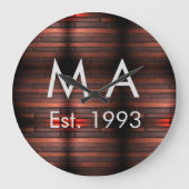 Brown rustic brick stone add name letter year date ラージ壁時計 (正面)