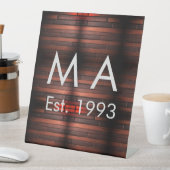 Brown rustic brick stone add name letter year date 台座サイン (インサイチュ)