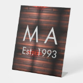 Brown rustic brick stone add name letter year date 台座サイン (正面)