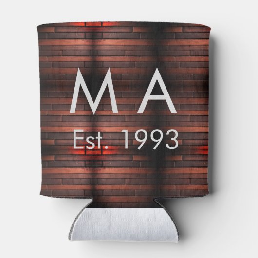 Brown rustic brick stone add name letter year date 缶クーラー (裏面)