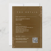 Brown Rustic Floral Marble Elegant QRcode Wedding 招待状 (裏面)