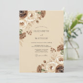 Brown Rustic Floral Wedding 招待状 (スタンド正面)