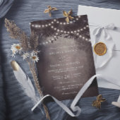 Brown Rustic Tree String Lights QR Code Wedding 招待状