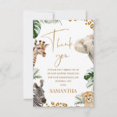 Brown Safari Wild One Baby Shower Thank You Card サンキューカード (正面)
