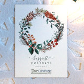 Brown, Sage Green Logo Pinecones Company Chrimas 招待状