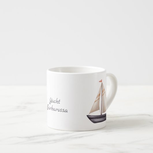 Brown Sailing Boat and Name エスプレッソカップ (正面右)