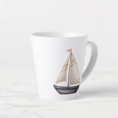 Brown Sailing Boat and Name カフェラテマグ (右アングル)