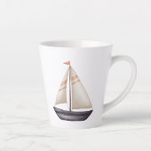 Brown Sailing Boat and Name カフェラテマグ (右)