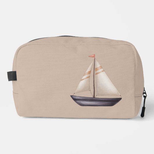 Brown Sailing Boat and Name on Beige ドップキット (正面)