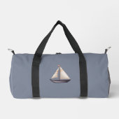 Brown Sailing Boat and Name on Gray ダッフルバッグ (正面)