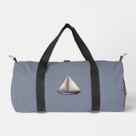 Brown Sailing Boat and Name on Gray ダッフルバッグ